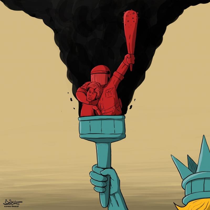 كاريكاتير / ترامب يرسل الحرس الوطني لقمع الاحتجاجات في لوس أنجلوس كاريكاتير / ترامب يرسل الحرس الوطني لقمع الاحتجاجات في لوس أنجلوس