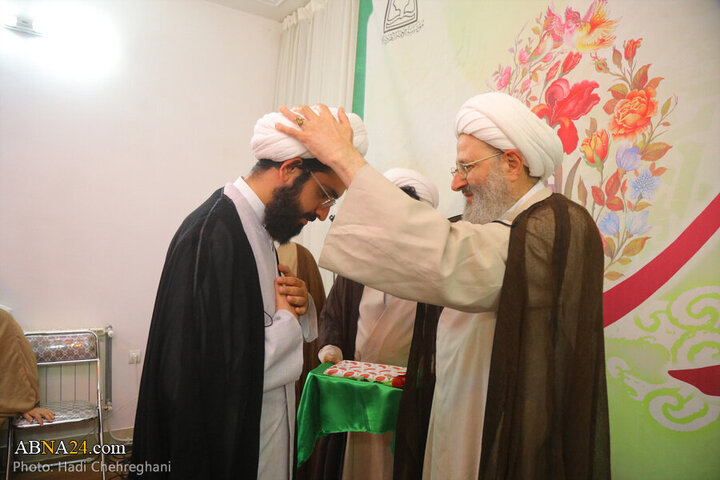 Photos: Imam Hadi birth anniversary, turban-wearing ceremony held in Qom