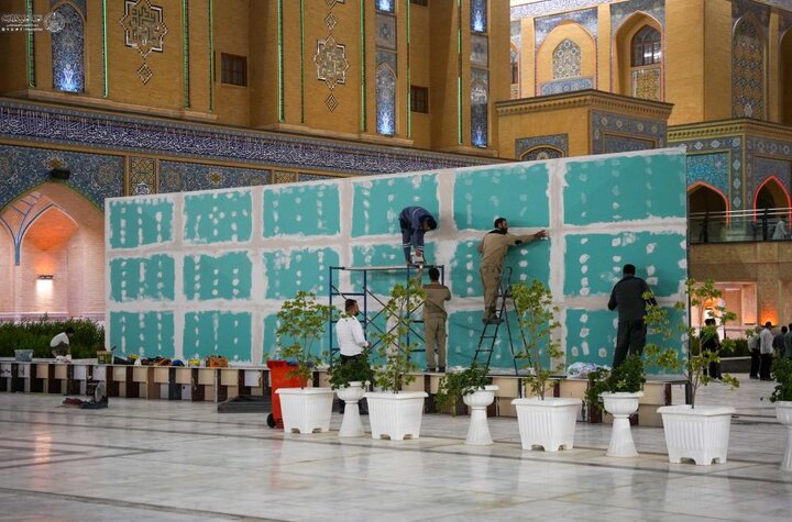 تجهيز منصات وتصاميم بمناسبة عيد الغدير في العتبة العلوية