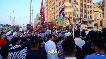 گزارش تصویری | تظاهرات امروز عراقی‌ها در کاظمین برای حمایت از ایران در مقابل حملات رژیم صهیونیستی