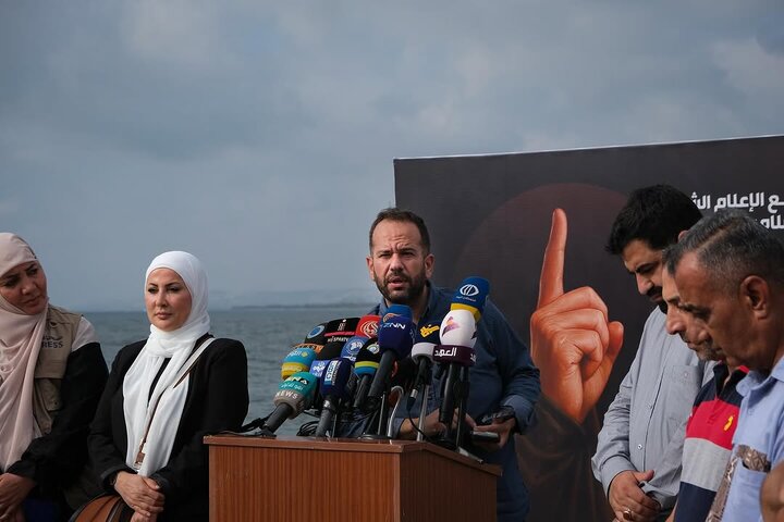 تجمع اصحاب رسانه لبنان در محکومیت حمله اسرائیل به صدا و سیما