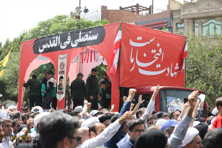 گزارش تصویری | تشییع پیکر ۵ شهید حملات رژیم صهیونیستی در جمعه «خشم و نصر» در شهر قم - ۲