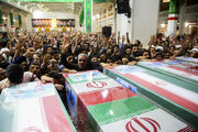 Photos: People of Qom bid farewell to martyrs of Zionist regime's attacks