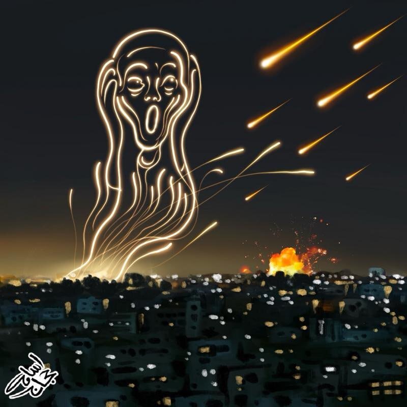 كاريكاتير / الهجمات الايرانية وذعر الصهاينة