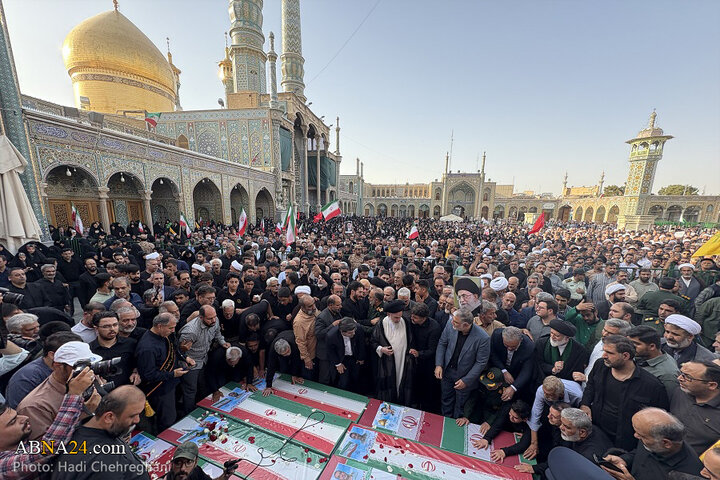 مراسم تشییع پیکر ۸ شهید تجاوز رژیم صهیونیستی در شهر قم