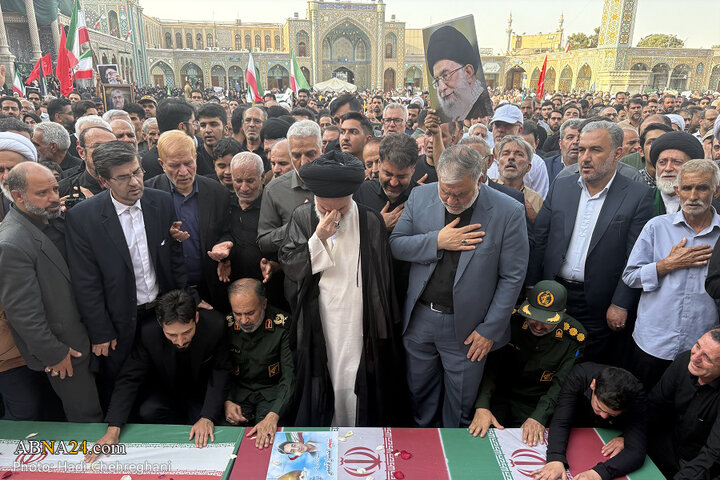 مراسم تشییع پیکر ۸ شهید تجاوز رژیم صهیونیستی در شهر قم