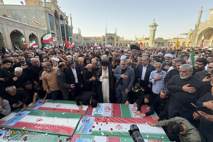 مراسم تشییع پیکر ۸ شهید تجاوز رژیم صهیونیستی در شهر قم