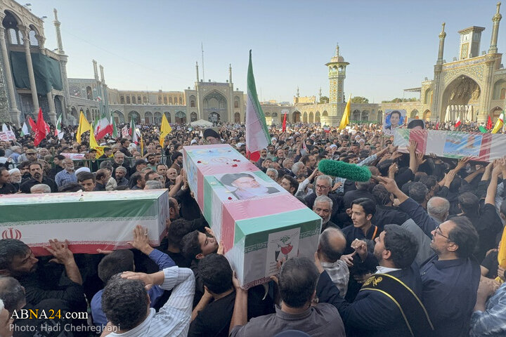 مراسم تشییع پیکر ۸ شهید تجاوز رژیم صهیونیستی در شهر قم