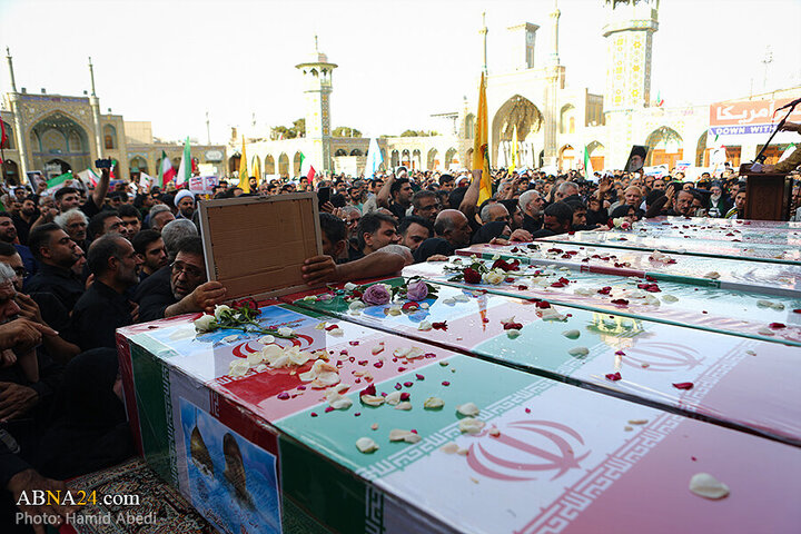 Photos: Funeral ceremony for 8 martyrs of Zionist aggression held in Qom