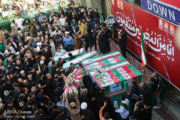 Photos: Funeral ceremony for 8 martyrs of Zionist aggression held in Qom