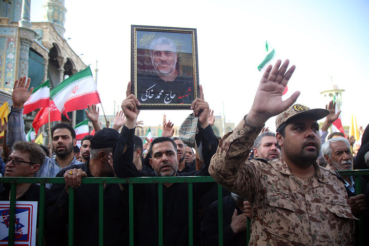 Photos: Funeral ceremony for 8 martyrs of Zionist aggression held in Qom - 3