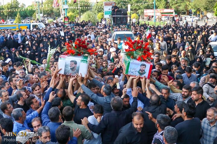 گزارش تصویری | مراسم تشییع پیکر دو شهید تجاوز رژیم صهیونیستی در درچه اصفهان