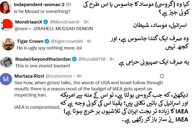 رافیل گروسی ایران کے خلاف موساد کا ایجنٹ ہے، غیر ملکی صارفین