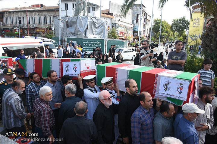 Photos: Funeral ceremony of martyrs of Zionist regime's crimes held in Rasht