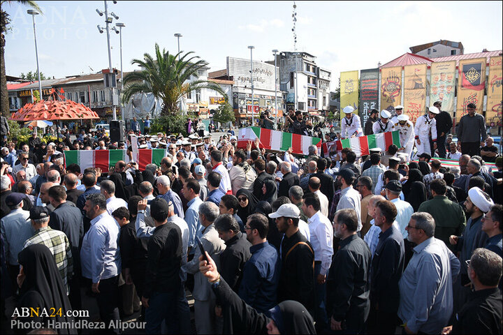 Photos: Funeral ceremony of martyrs of Zionist regime's crimes held in Rasht