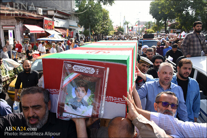 Photos: Funeral ceremony of martyrs of Zionist regime's crimes held in Rasht