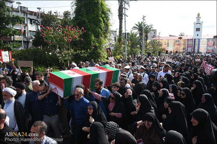Photos: Funeral ceremony of martyrs of Zionist regime's crimes held in Rasht