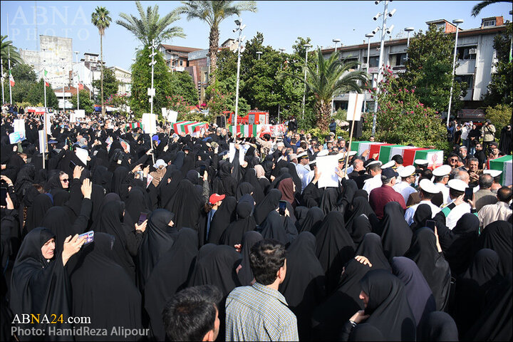 Photos: Funeral ceremony of martyrs of Zionist regime's crimes held in Rasht