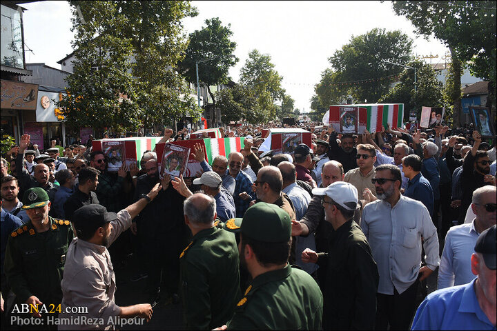 Photos: Funeral ceremony of martyrs of Zionist regime's crimes held in Rasht