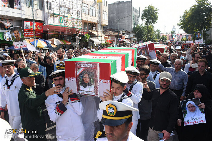 Photos: Funeral ceremony of martyrs of Zionist regime's crimes held in Rasht