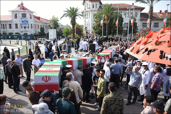 Photos: Funeral ceremony of martyrs of Zionist regime's crimes held in Rasht