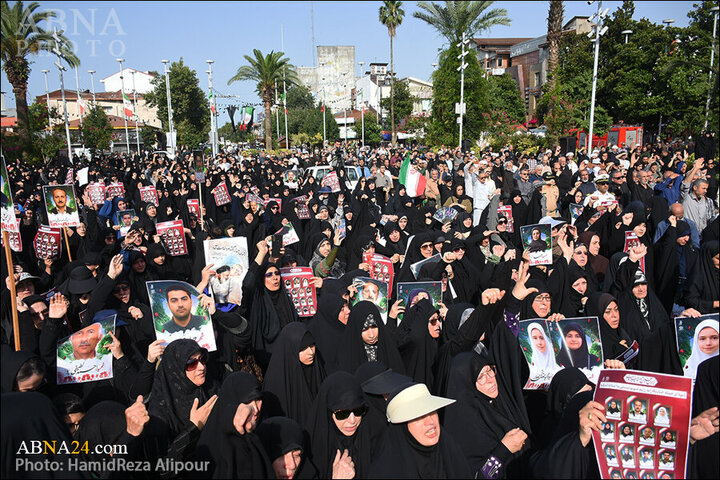 Photos: Funeral ceremony of martyrs of Zionist regime's crimes held in Rasht