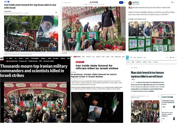 ڕەنگدانەوەی بەربڵاوی ڕێوڕەسمی بەڕێ کردنی شەهیدانی تاران لە مێدیا جیهانییەکان+ ڤیدیۆ و وێنە