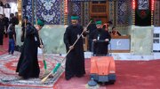 تقرير مصور/ حملة تنظيف واسعة لصحن مرقد أبي الفضل العباس (ع)