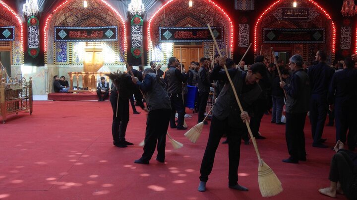 حملة تنظيف واسعة لصحن مرقد أبي الفضل العباس (ع)