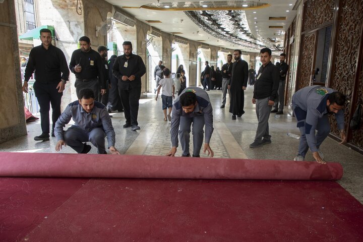 قسم الشؤون الخدمية يباشر بحملة تنظيفٍ واسعة لمحيط العتبة العباسية المقدسة