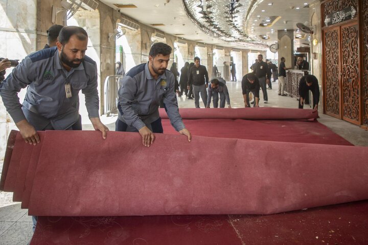 قسم الشؤون الخدمية يباشر بحملة تنظيفٍ واسعة لمحيط العتبة العباسية المقدسة