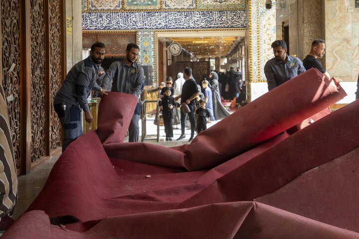 قسم الشؤون الخدمية يباشر بحملة تنظيفٍ واسعة لمحيط العتبة العباسية المقدسة