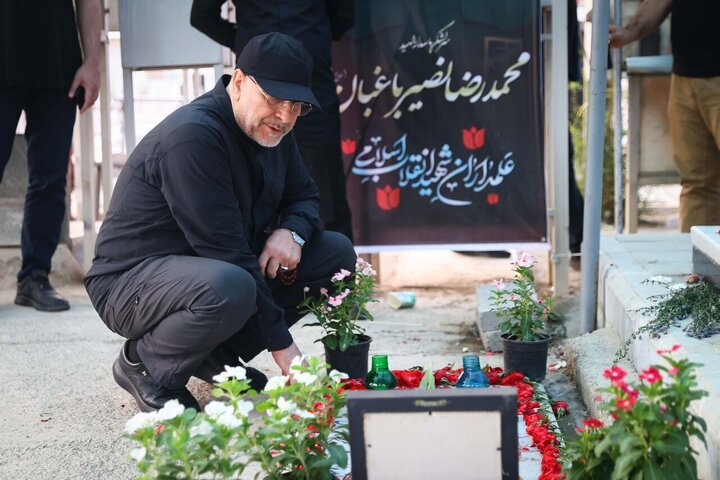 Photos: Iran's Parliament speaker visits graves of martyrs of Zionist regime's invasion