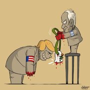 Cartoon: Criminal Zionist Netanyahu awards Nobel Prize to his fellow criminal