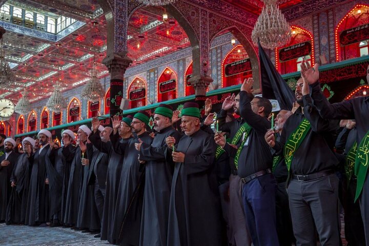 إحياء اليوم السابع لذكرى شهادة الإمام الحسين (ع) عَبرَ موكب عزاءٍ موحّد العتبتين المقدستين في كربلاء