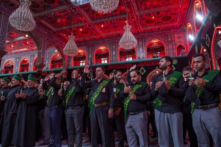 إحياء اليوم السابع لذكرى شهادة الإمام الحسين (ع) عَبرَ موكب عزاءٍ موحّد العتبتين المقدستين في كربلاء