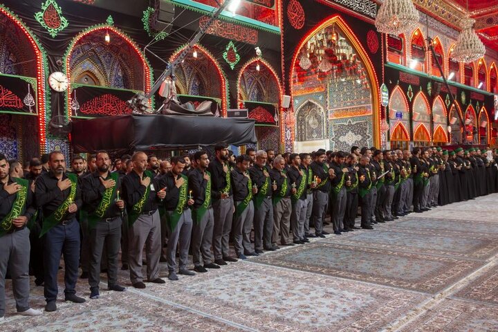 إحياء اليوم السابع لذكرى شهادة الإمام الحسين (ع) عَبرَ موكب عزاءٍ موحّد العتبتين المقدستين في كربلاء