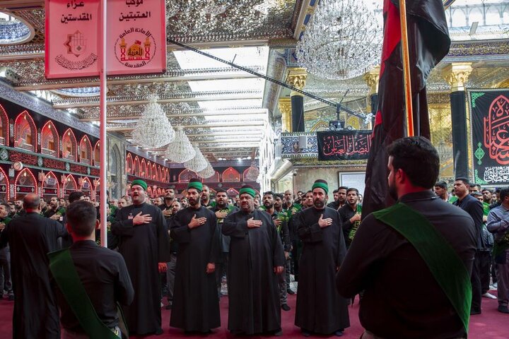 إحياء اليوم السابع لذكرى شهادة الإمام الحسين (ع) عَبرَ موكب عزاءٍ موحّد العتبتين المقدستين في كربلاء