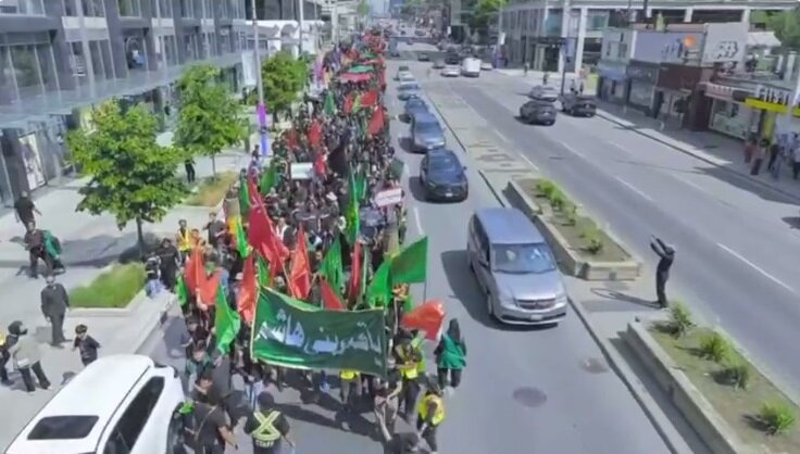 ویدیو | دسته عزاداری عاشورای حسینی در پرجمعیت‌ترین شهر کانادا