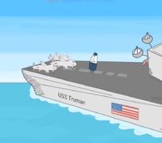 Cartoon: American aircraft dialogue on USS Harry S. Truman aircraft carrier