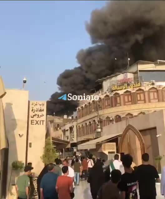 ویدیو | آتش‌سوزی در نزدیکی حرم کاظمین (ع)