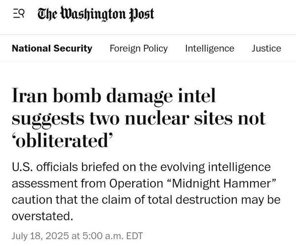 Tathmini ya Mashirika 8 ya Kijasusi ya Marekani Kuhusu Kushindwa kwa Trump Katika Kuishambulia Iran