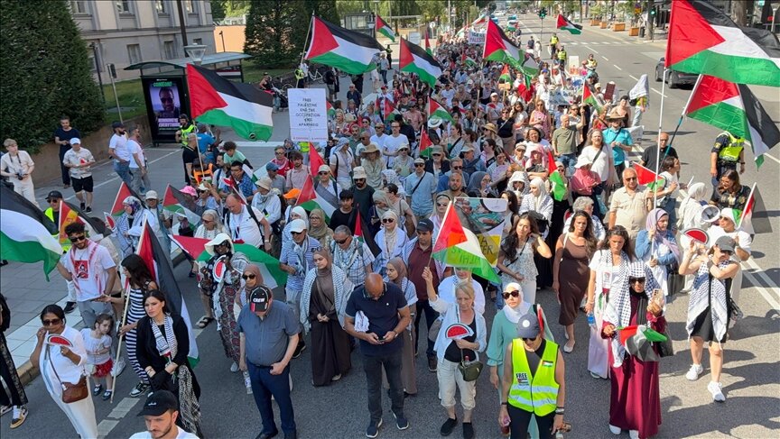 Hundreds protest Israeli strikes in Gaza in central Stockholm march