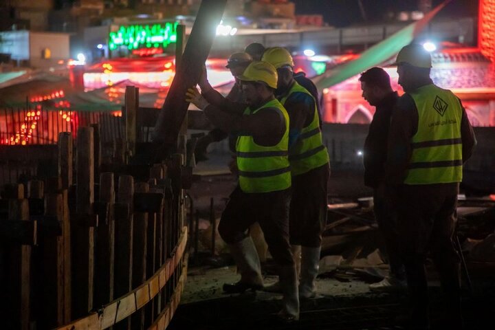 صبّ أكثر من 200 م³ من الخرسانة في المساحات الإضافية لصحن أم البنين (عليها السلام)