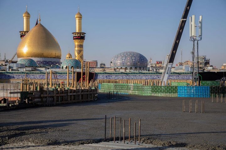صبّ أكثر من 200 م³ من الخرسانة في المساحات الإضافية لصحن أم البنين (عليها السلام)