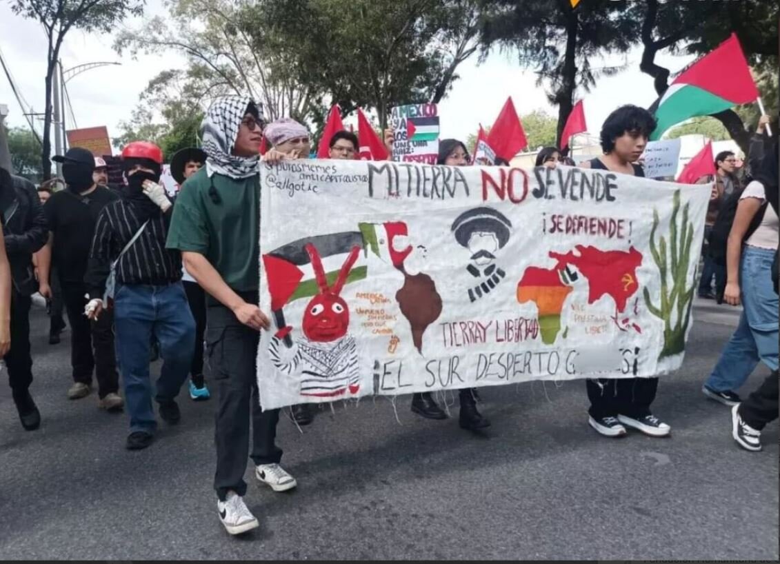 ¿Banderas palestinas en las marchas contra la gentrificación en México? Un posible signo de solidaridad