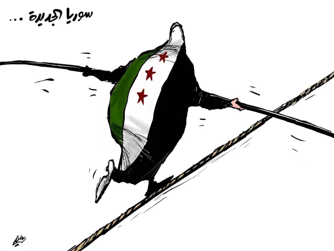 كاريكاتير / على حبل رفيع: سوريا الجديدة