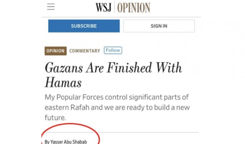 İsrail'in desteklediği çete liderinin makalesi WSJ'de yayımlandı