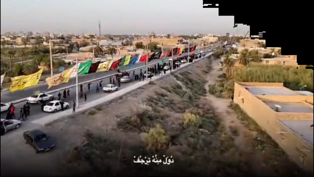 ویدیو | کاروان بزرگ «عشاق‌الحسین» رامشیر وارد خاک عراق شد