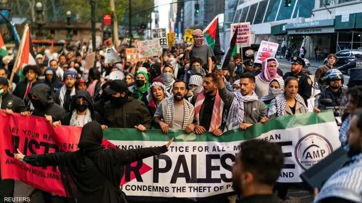 Protesters in New York City rally against Israeli aggression in Gaza